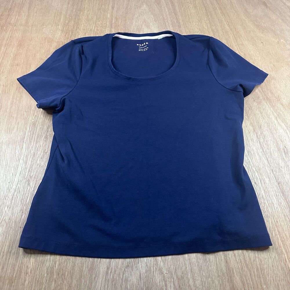 Boden Navy Blue Short Sleeve Top Womens US 16-18 Scoop Neck Tee